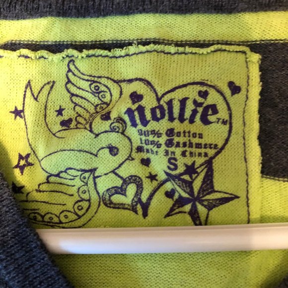 grey and green striped v neck sweater - Picture 2 of 3